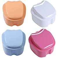 Estuche para Dentadura-Xiuyer 4 Piezas Caja de Baño para Dentadura Postiza con Cesta de Enjuague Dientes Falsos…